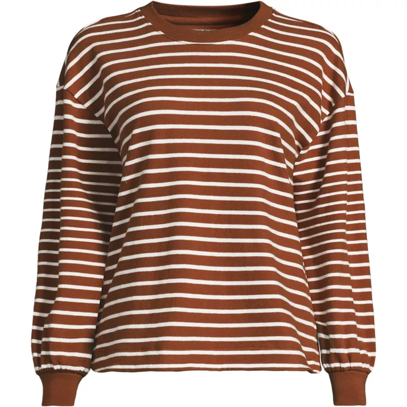 Women's Plus Size Long Sleeve Mariner Jersey T-Shirt, Front