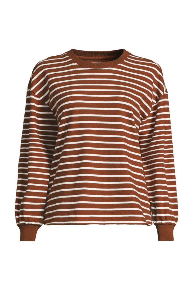 Lands' End Women's Plus Size Long Sleeve Mariner Jersey T-shirt In Brown