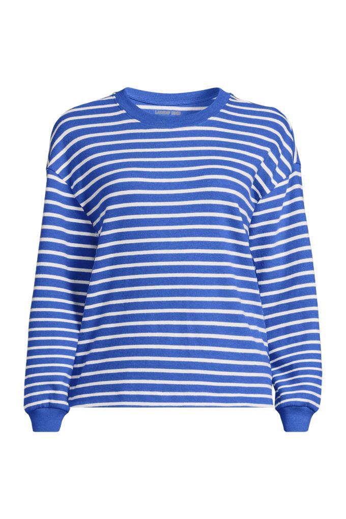 Lands' End Women's Plus Size Long Sleeve Mariner Jersey T-shirt In Blue