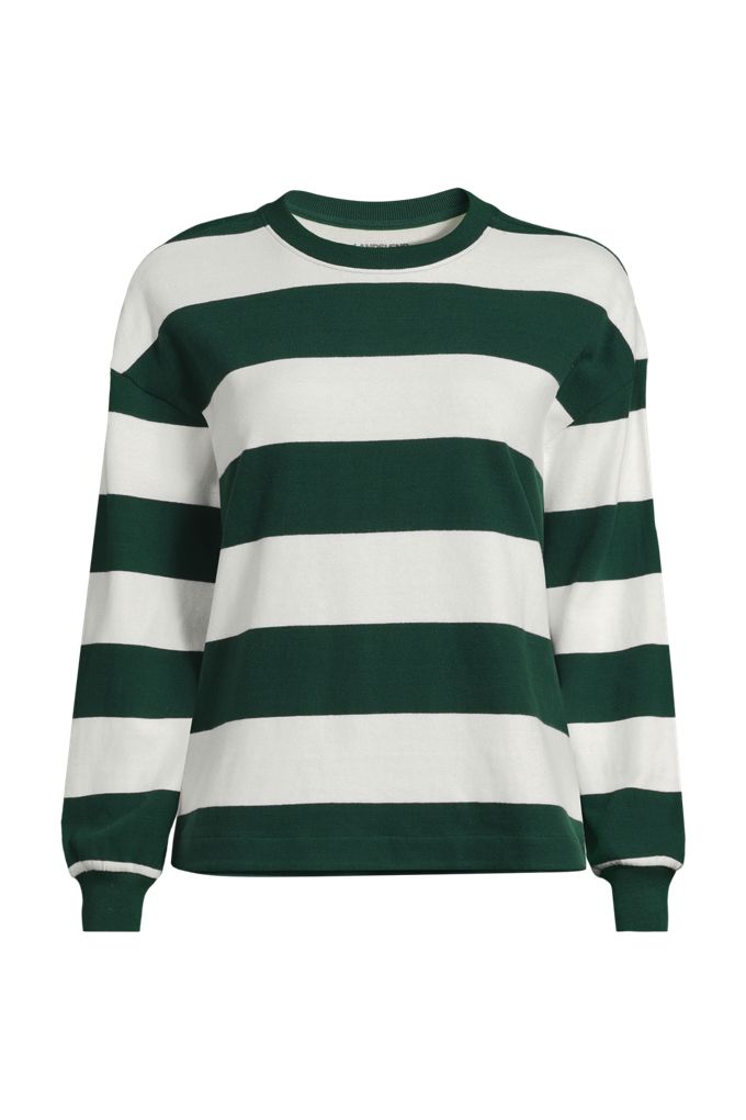 Lands' End Women's Plus Size Long Sleeve Mariner Jersey T-shirt In Ivory