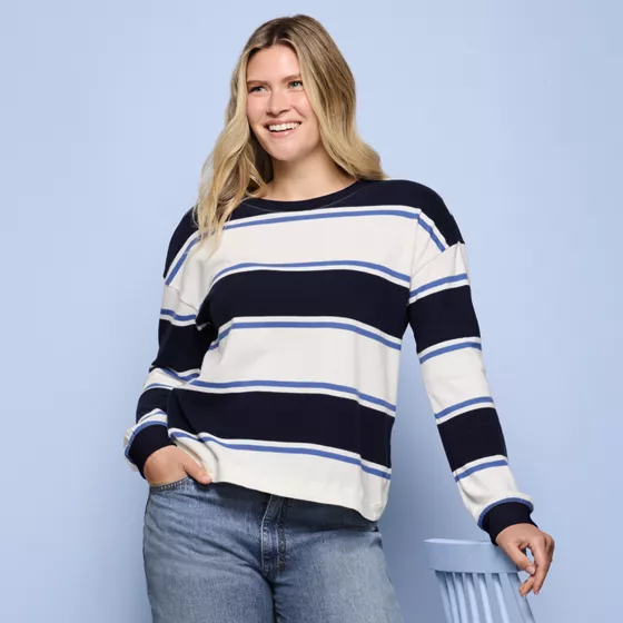 Women's Petite Long Sleeve Mariner Jersey T-Shirt - primary