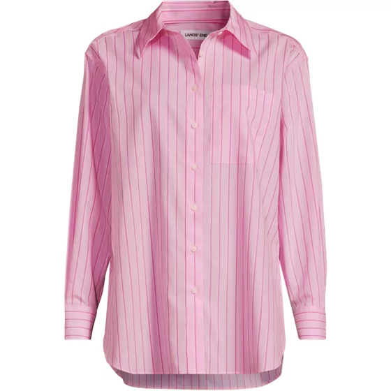 Women's Petite Oversized No Iron Tunic with Statement Collar Shirt - primary