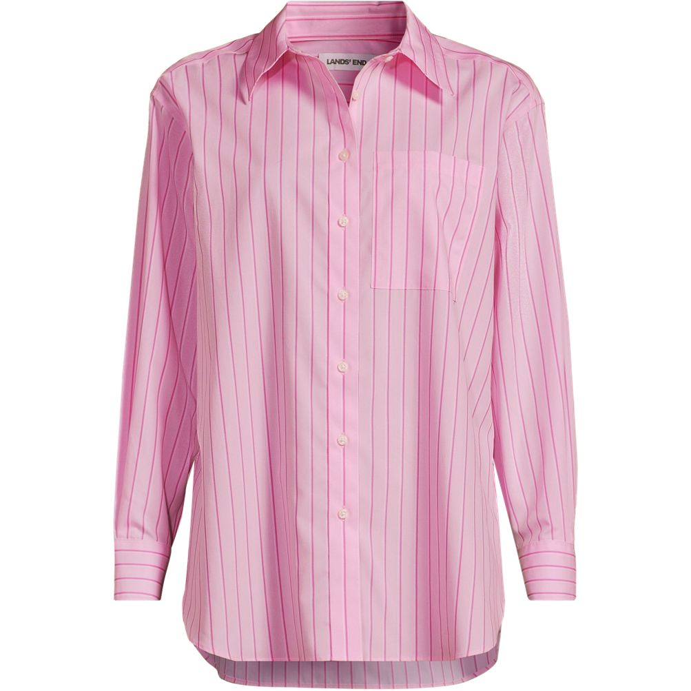 Women's Oversized No Iron Tunic with Statement Collar Shirt | Lands' End