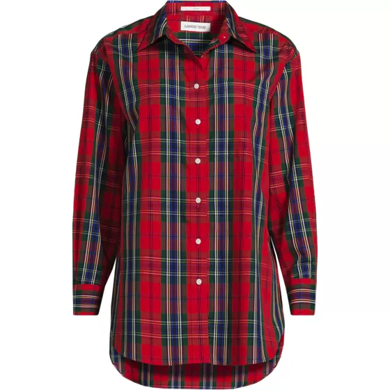 Women's Plus Size Oversized No Iron Tunic with Statement Collar Shirt - primary