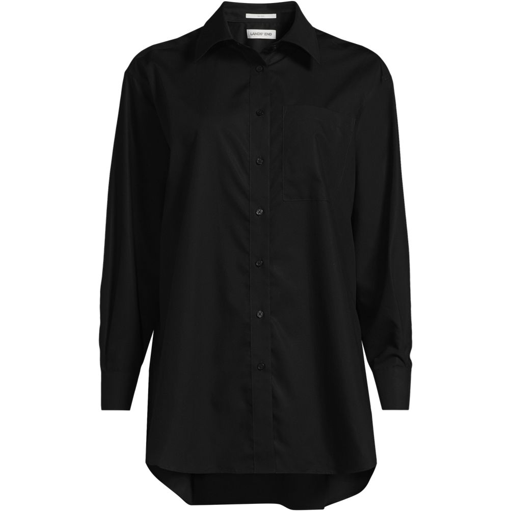 Women's Oversized No Iron Tunic with Statement Collar Shirt | Lands' End