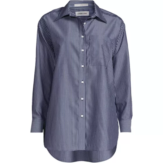 Women's Oversized No Iron Tunic with Statement Collar Shirt - primary