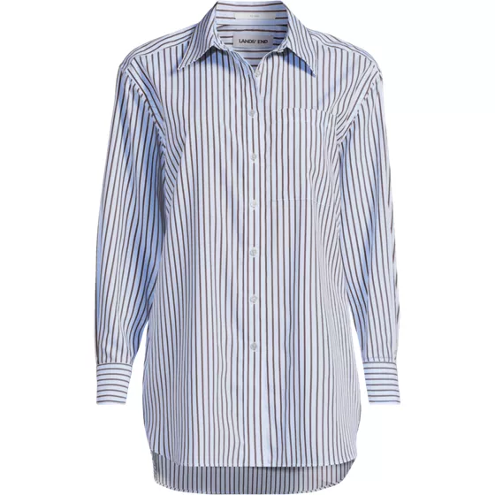 Women's Oversized No Iron Tunic with Statement Collar Shirt - primary