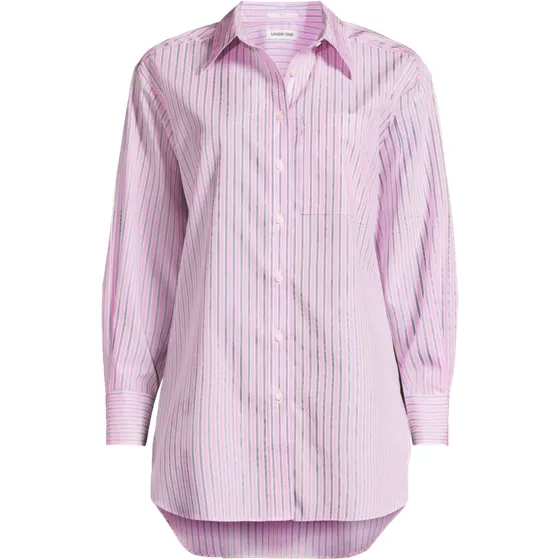 Women's Plus Size Oversized No Iron Tunic with Statement Collar Shirt - primary