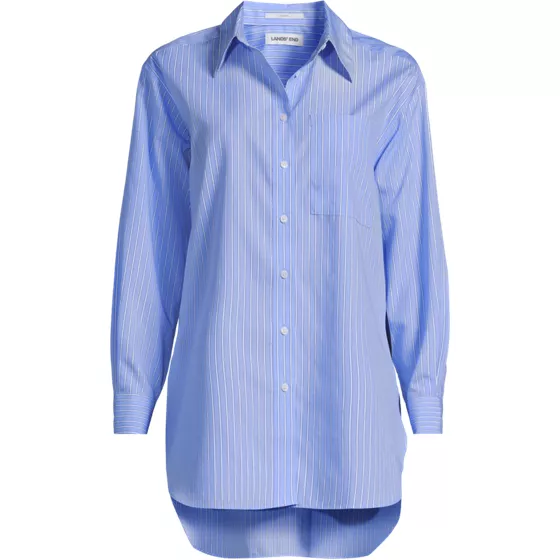 Women's Plus Size Oversized No Iron Tunic with Statement Collar Shirt - primary