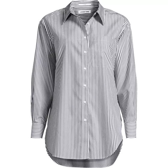 Women's Oversized No Iron Tunic with Statement Collar Shirt - primary