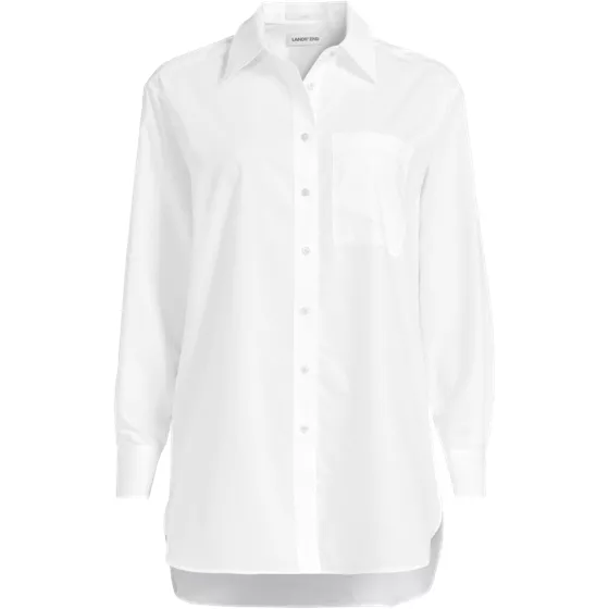 Women's Oversized No Iron Tunic with Statement Collar Shirt - primary