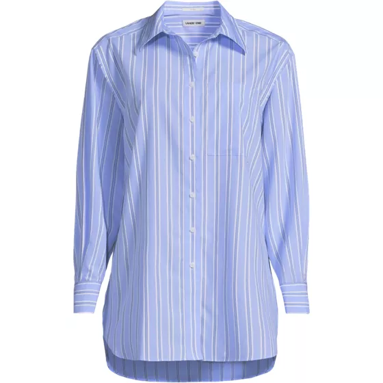 Women's Petite Oversized No Iron Tunic with Statement Collar Shirt - primary