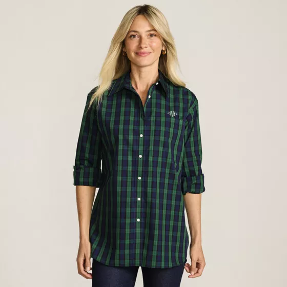 Women's Oversized No Iron Tunic with Statement Collar Shirt - primary