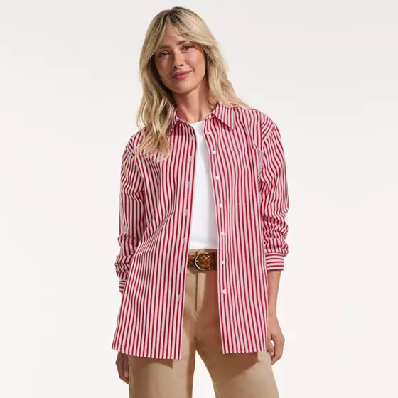 Women's Oversized No Iron Tunic with Statement Collar Shirt - primary