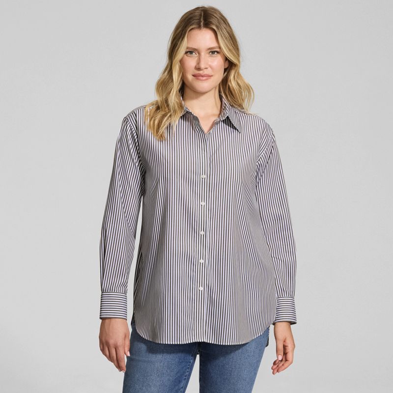 Women's Oversized No Iron Tunic with Statement Collar Shirt
