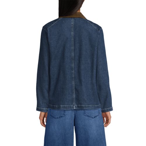 Women's Corduroy Collared Denim Jacket, Back