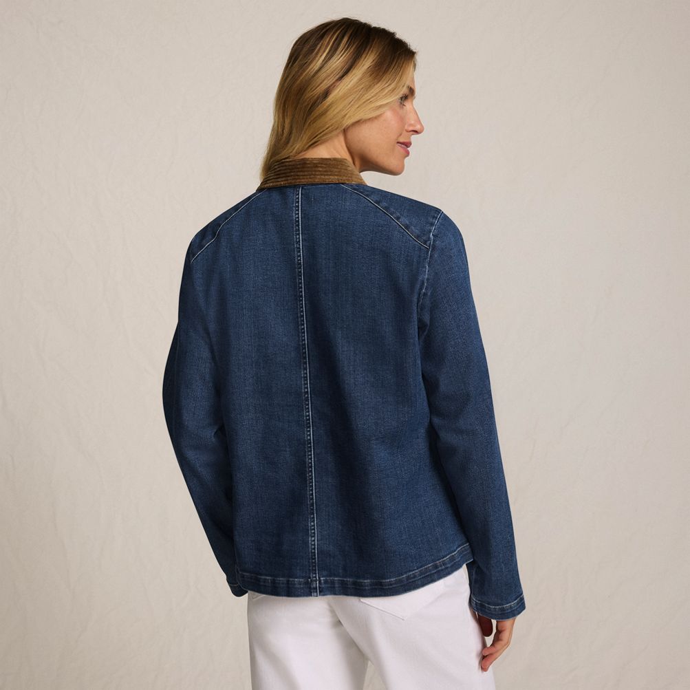 Women's Corduroy Collared Denim Jacket | Lands' End