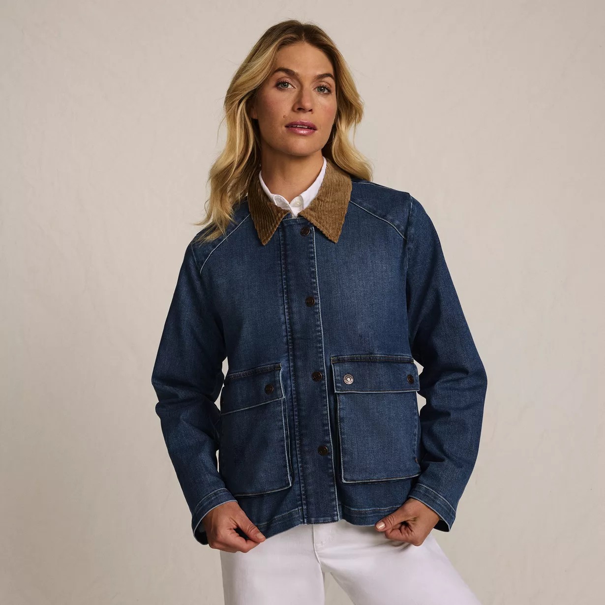 Women's Corduroy Collared Denim Jacket
