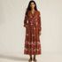 Women's Chiffon Tiered Long Sleeve Maxi Dress, Front