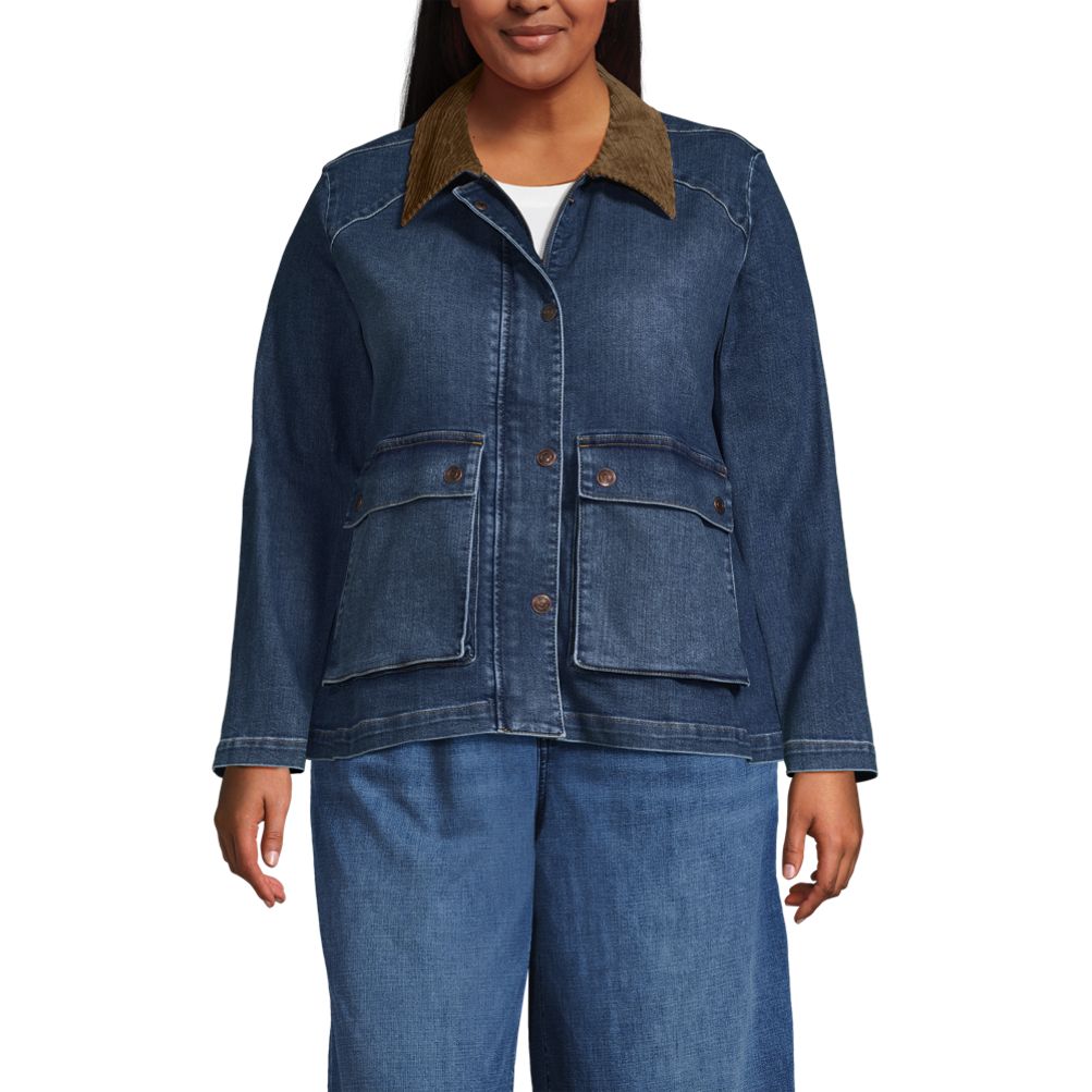 Women's Corduroy Collared Denim Jacket | Lands' End