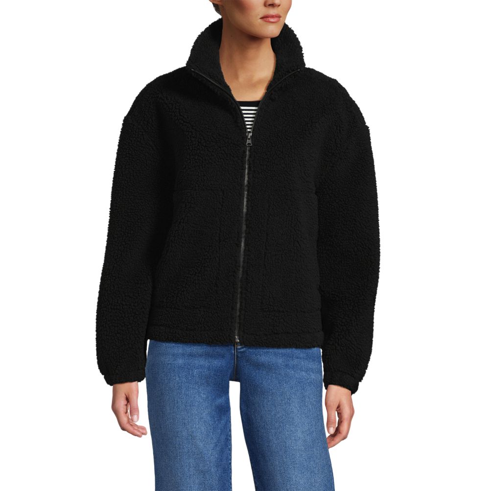 Women's Faux Shearling Zip Front Fleece Jacket | Lands' End