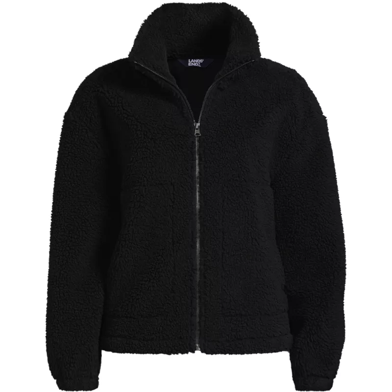 Women's Plus Size Faux Shearling Zip Front Fleece Jacket, Front