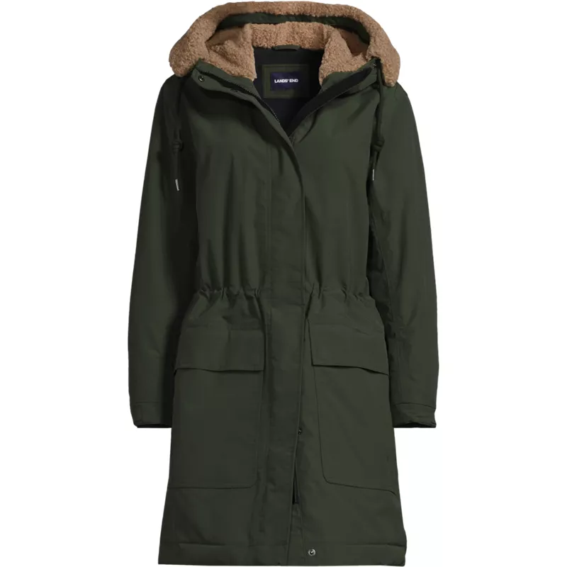 Women's Plus Size Squall Waterproof Sherpa Lined Hood Parka, Front