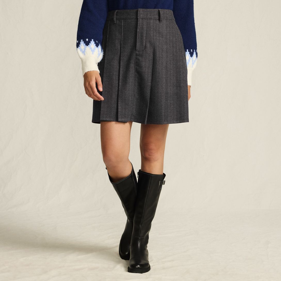Women's Brushed Flannel Pleated Mini Skirt
