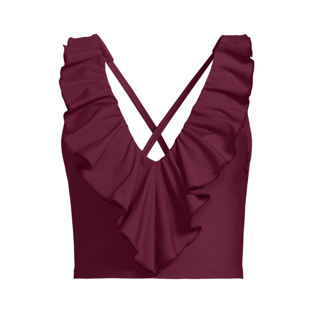 Womens Ruffle Plunge Midkini Top