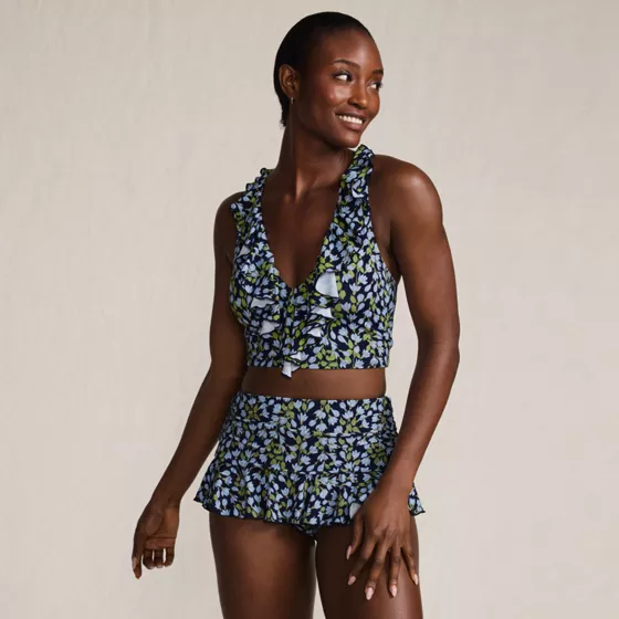 Womens Ruffle Plunge Midkini Top - primary