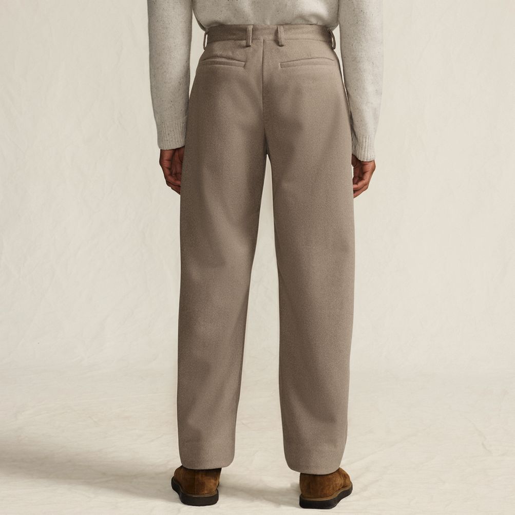 Men's Relaxed Fit Pleated Dress Pants - Lands' End - Brown - 34/34
