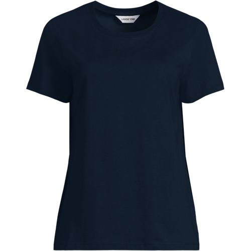 Supima Crew Neck T-Shirt, Women, size: M, regular, Blue, Cotton, by Lands' End