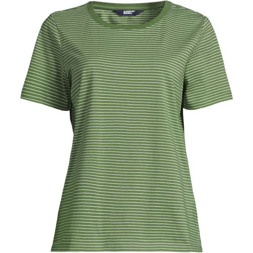 Supima Crew Neck T-Shirt, Women, size: M, regular, Green, Cotton, by Lands' End