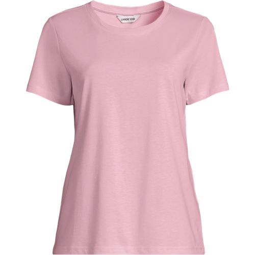 Supima Crew Neck T-Shirt, Women, size: XS, regular, Pink, Cotton, by Lands' End