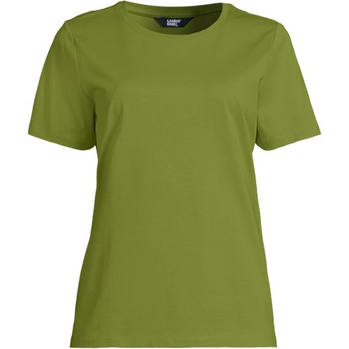 Supima Crew Neck T-Shirt, Women, size: XS, regular, Green, Cotton, by Lands' End