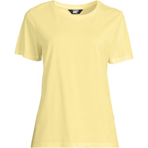 Supima Crew Neck T-Shirt, Women, size: XL, regular, Yellow, Cotton, by Lands' End