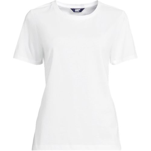 Supima Crew Neck T-Shirt, Women, size: 3X, plus, White, Cotton, by Lands' End