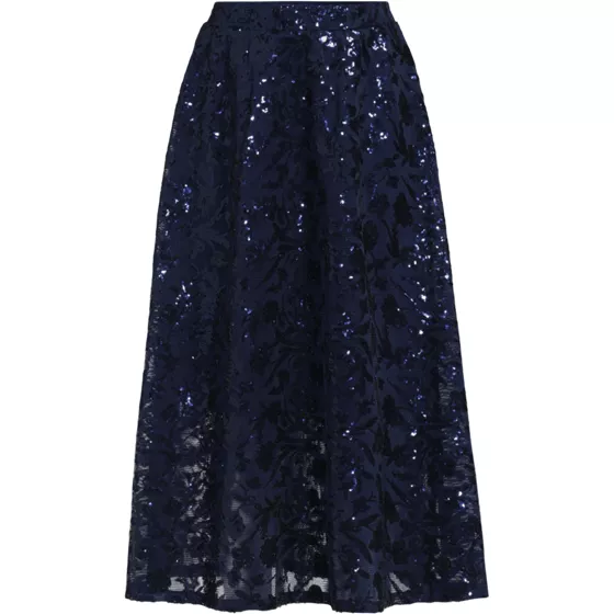 Women's Sequin Lace Mid Rise Midi Skirt - primary