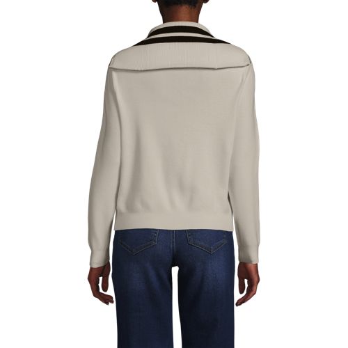  Lands' End Feinstrick-pullover Mit Reißverschluss, Damen, Größe:32-34 Regular, Weiß, Polyester/viskose/polyester-mischung, By Lands' End 