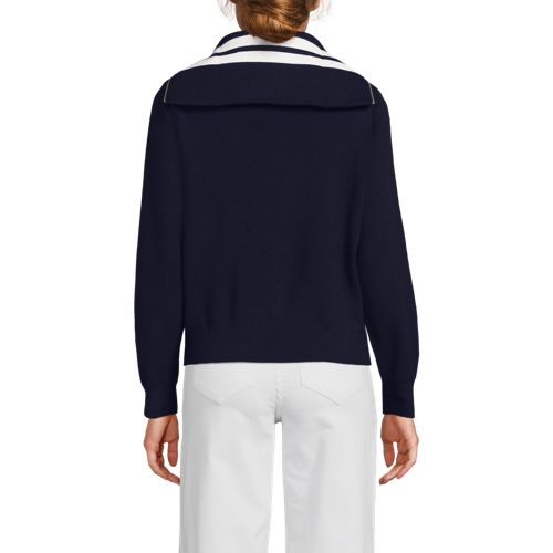  Lands' End Feinstrick-pullover Mit Reißverschluss, Damen, Größe:32-34 Regular, Blau, Polyester/viskose/polyester-mischung, By Lands' End 