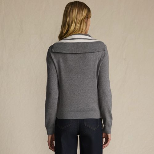  Lands' End Feinstrick-pullover Mit Reißverschluss, Damen, Größe:32-34 Regular, Grau, Polyester/viskose/polyester-mischung, By Lands' End 