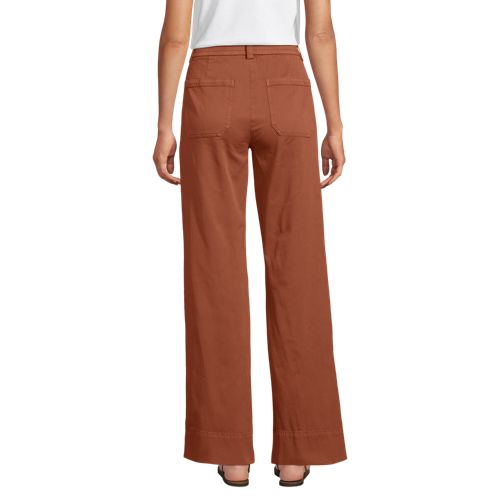  Lands' End Lange Chino-hose Mid Waist, Damen, Größe:34 Regular, Orange, Baumwolle/lyocell (viskose)/baumwoll-mischung, By Lands' End 