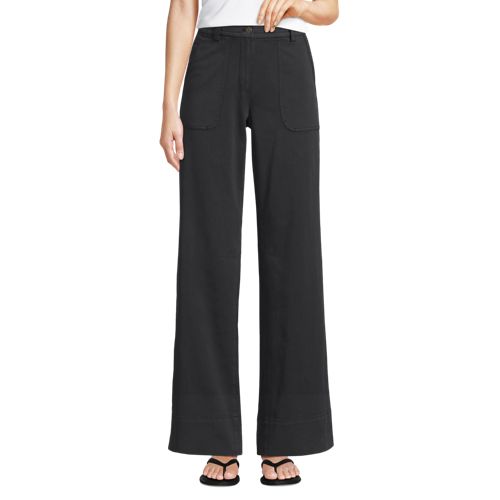  Lands' End Lange Chino-hose Mid Waist, Damen, Größe:34 Regular, Schwarz, Baumwolle/lyocell (viskose)/baumwoll-mischung, By Lands' End 