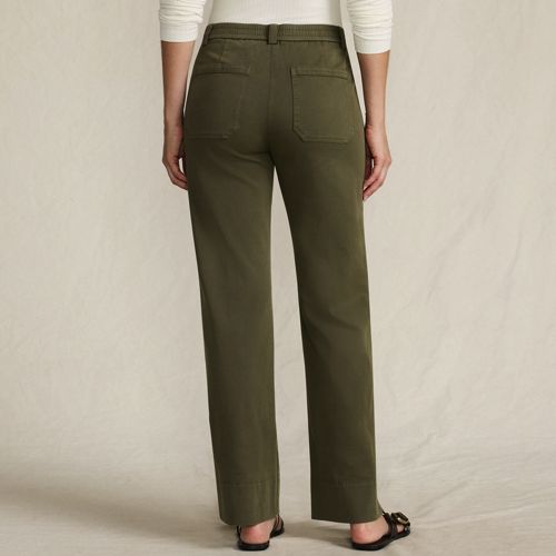  Lands' End Lange Chino-hose Mid Waist, Damen, Größe:34 Regular, Grün, Baumwolle/lyocell (viskose)/baumwoll-mischung, By Lands' End 