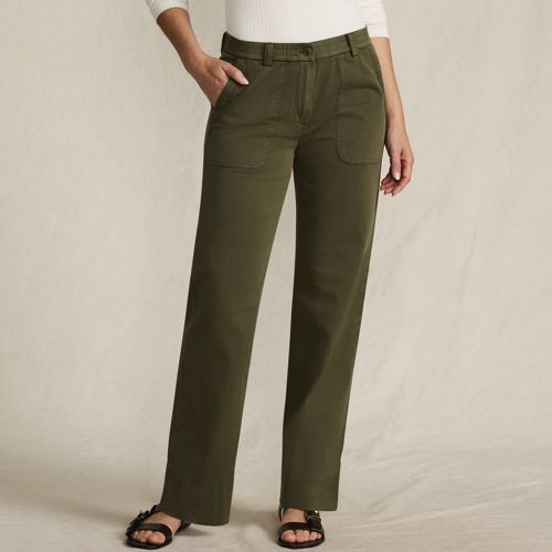  Lands' End Lange Chino-hose Mid Waist, Damen, Größe:34 Regular, Grün, Baumwolle/lyocell (viskose)/baumwoll-mischung, By Lands' End 