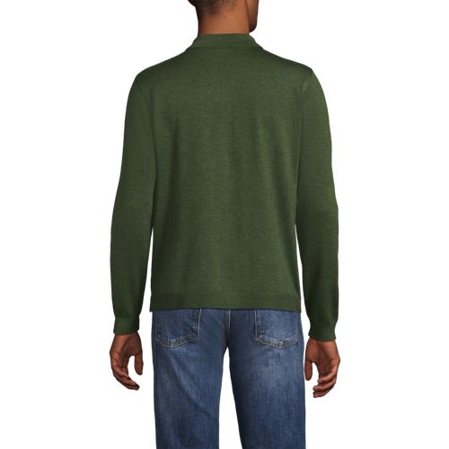  Lands' End Jersey-sweaterjacke Mit Brusttaschen, Herren, Größe:44-46 Regular, Grün, Wolle/polyester/polyacryl, By Lands' End 