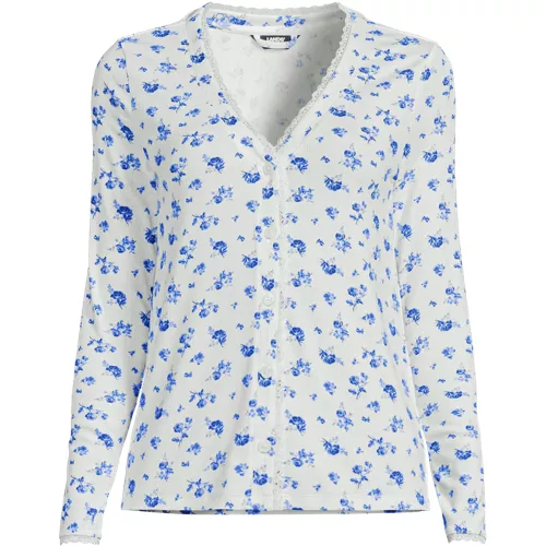 Women's Pointelle Long Sleeve Sleep Cardigan, Front