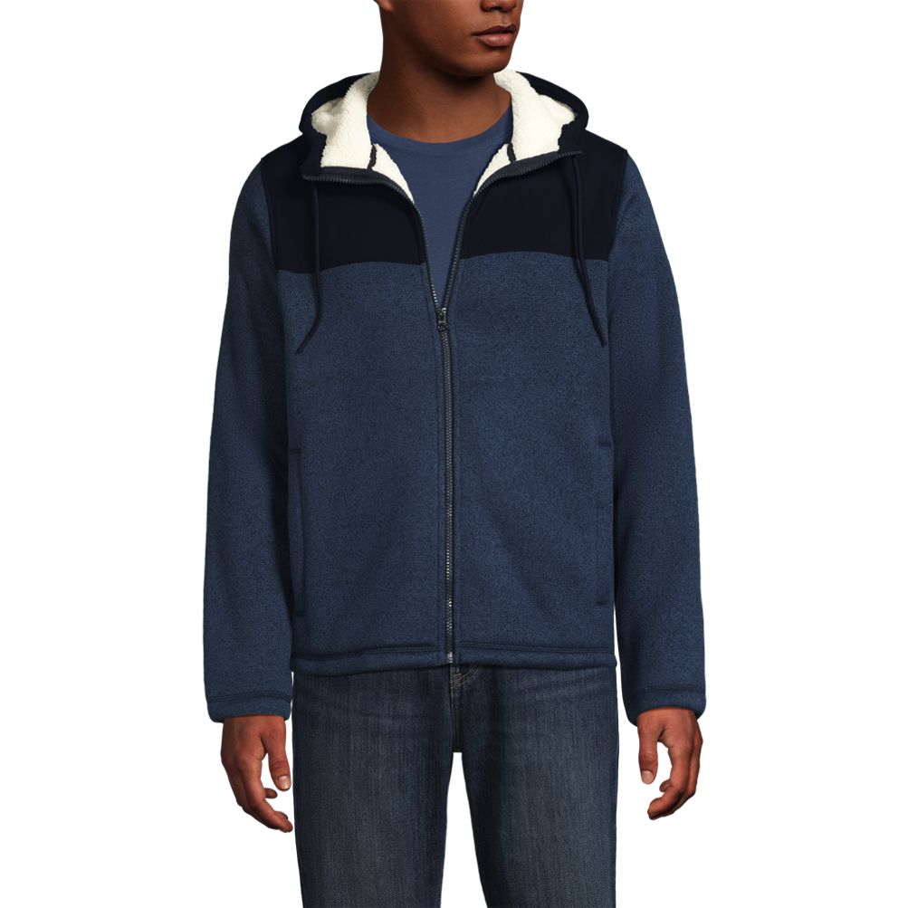 Men's Sweater Fleece Mixed Media Full Zip Jacket | Lands' End