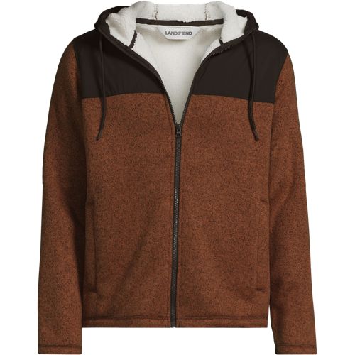 Men's Sweater Fleece Mixed Media Full Zip Jacket | Lands' End