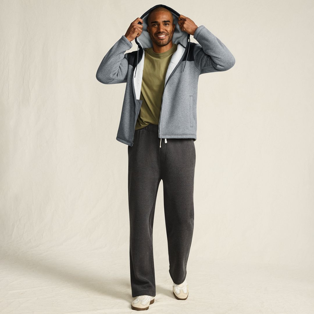 Men's Sweater Fleece Mixed Media Full Zip Jacket